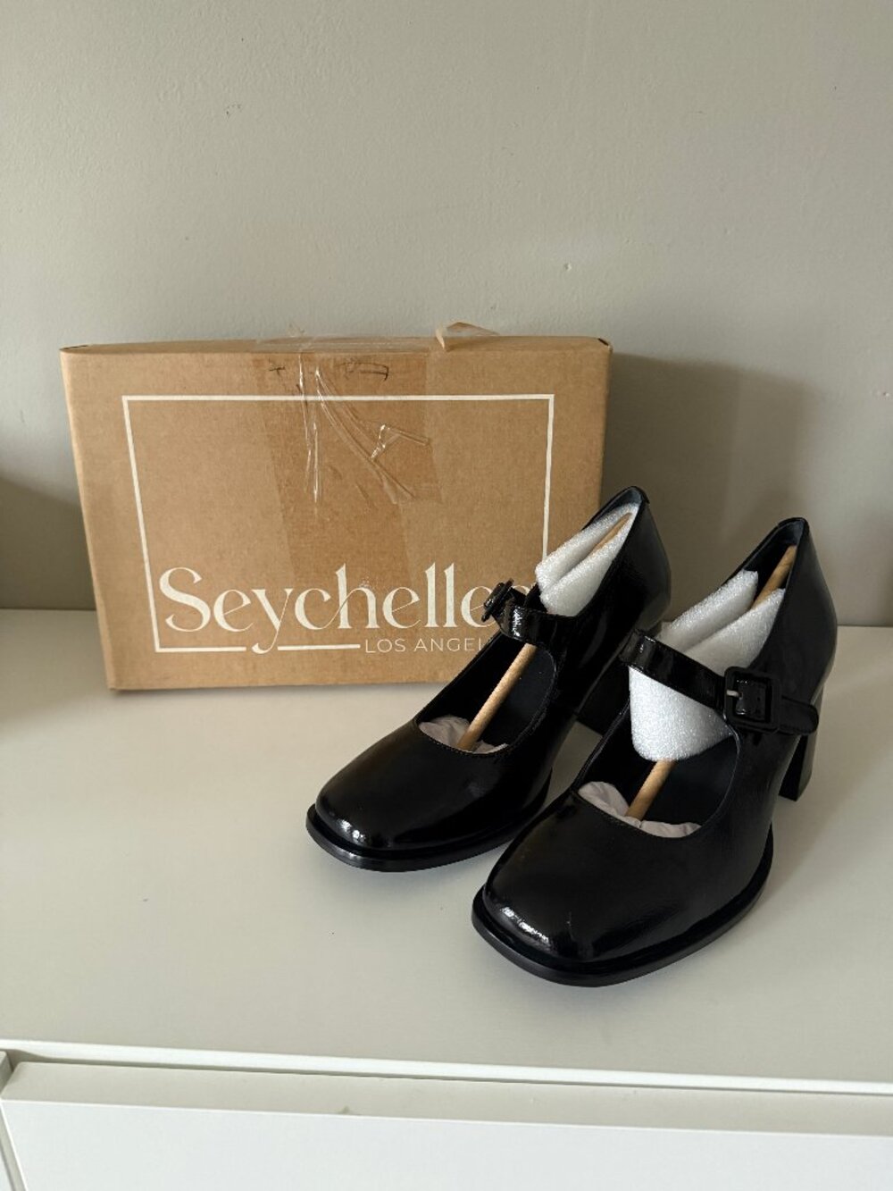 Seychelles Play Pretend Black Leather Mary Jane Block Heel Pumps 8.5